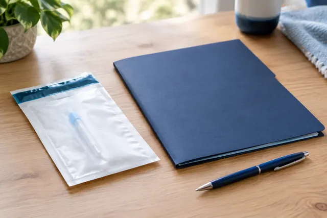 Family reviewing printed DNA test information together at home