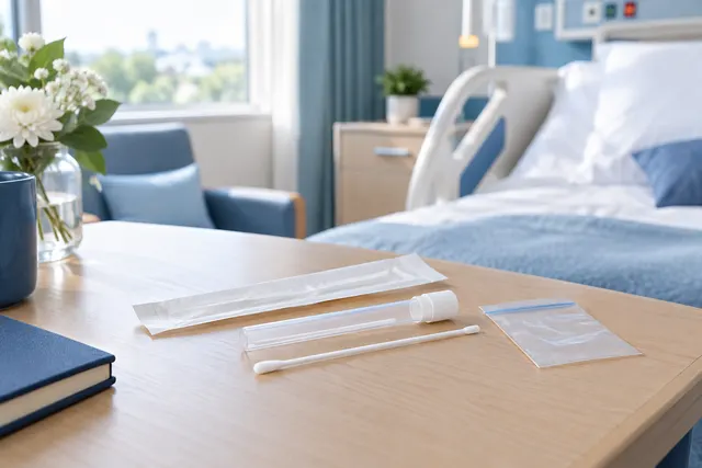 Hospital room with a bassinet and soft window light